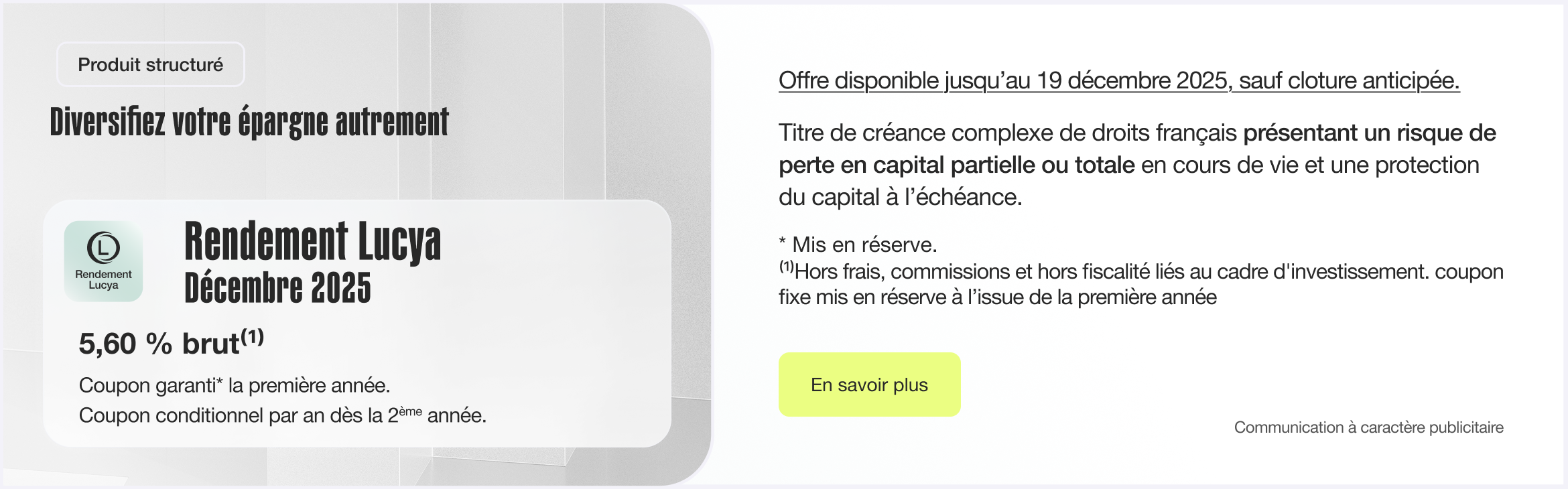 Assurance vie en ligne :Rendement Lucya Décembre 2025